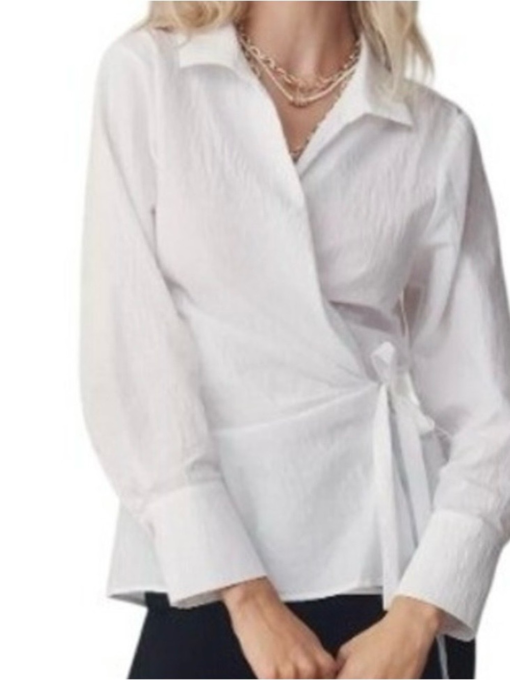 NEW Maeve Wrap Shirt Size 3X White Classic Preppy Career Work